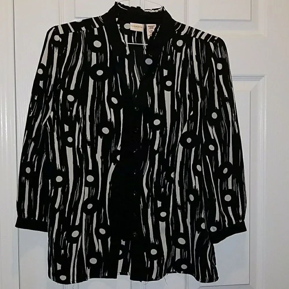 Covington black cream blouse Sz. L